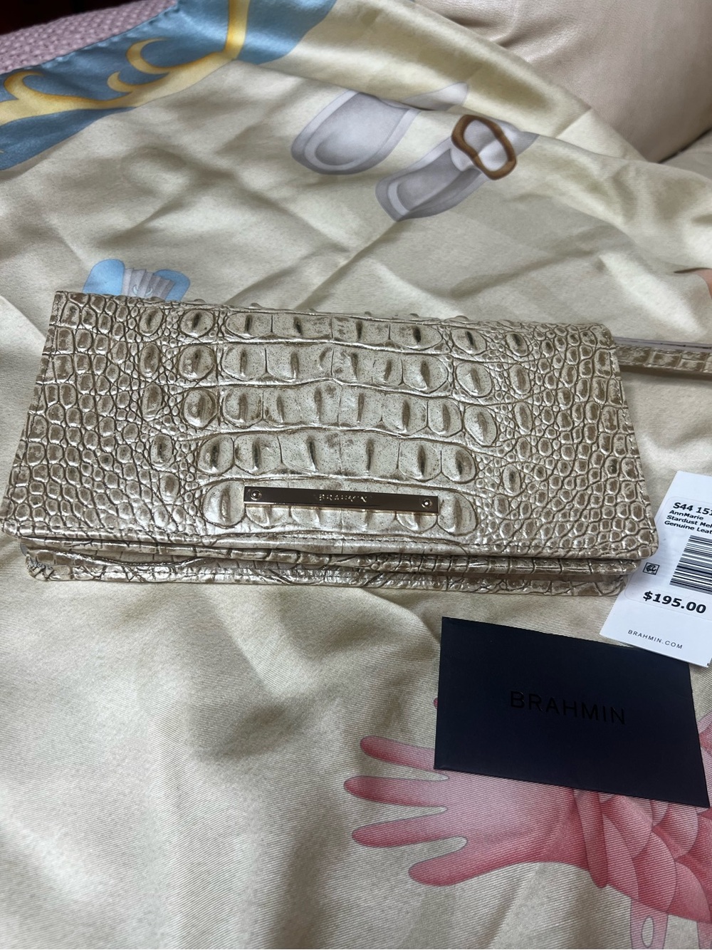 Brahmin AnnMarie Stardust Metallic CrocEmbossed Convertible Travel Wallet Clutch - Picture 5 of 10
